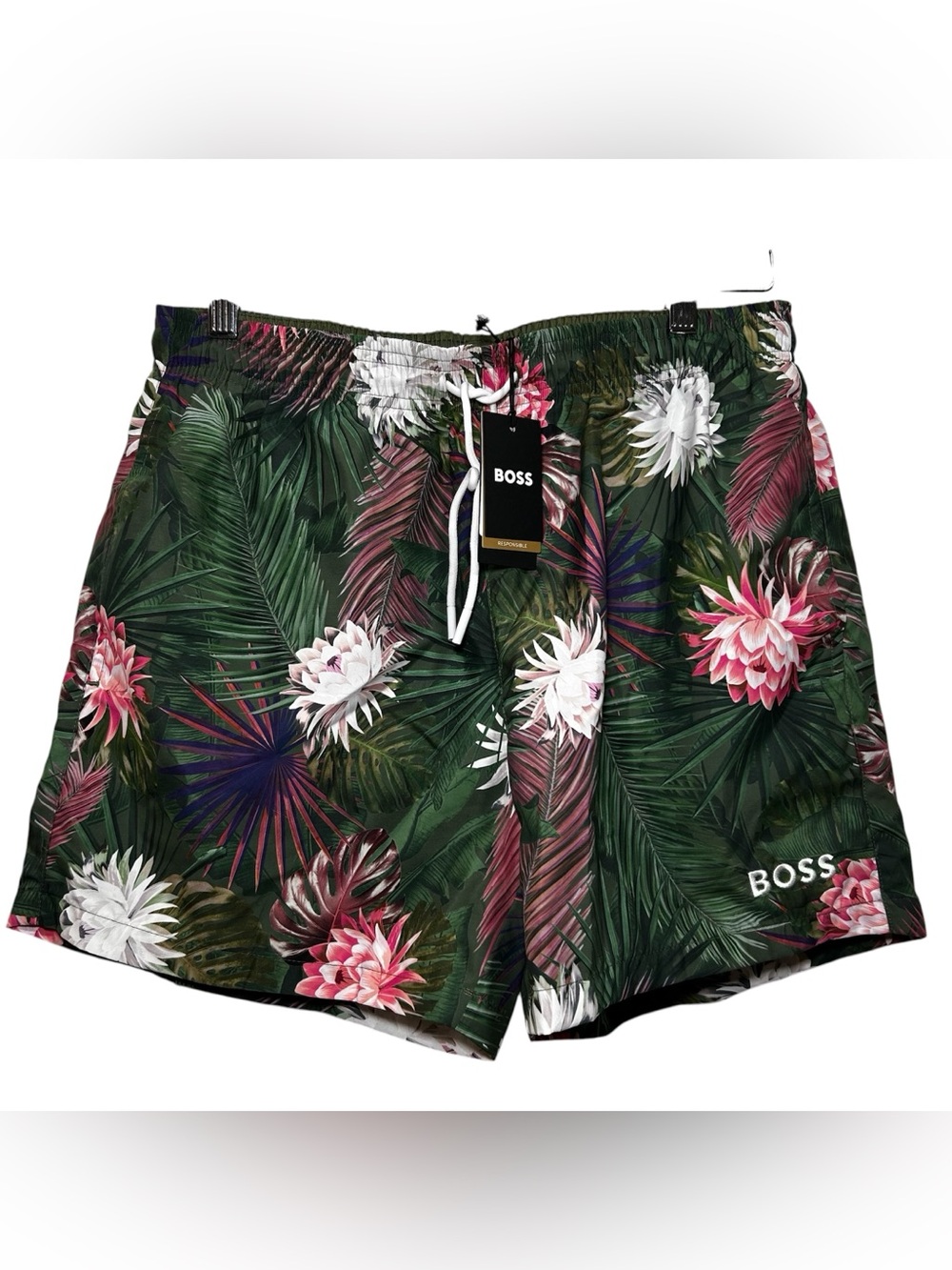 HUGO BOSS Lightweight Men's 5" Inseam LOGO SWIM Trunks Shorts Quick Drying NWT